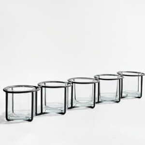 Pottery Barn Dani Handcrafted Circular Candle Holders Centerpiece Glass + Metal